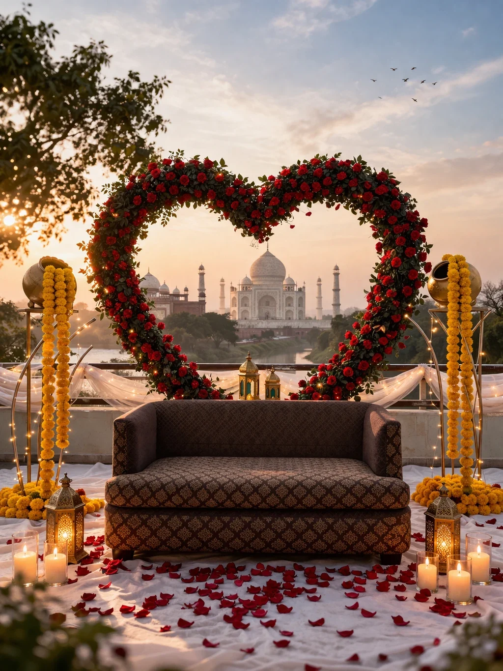 Rooftop arranged for a private occasion at sunset