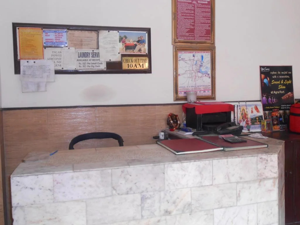 The reception desk at Hotel Kamal