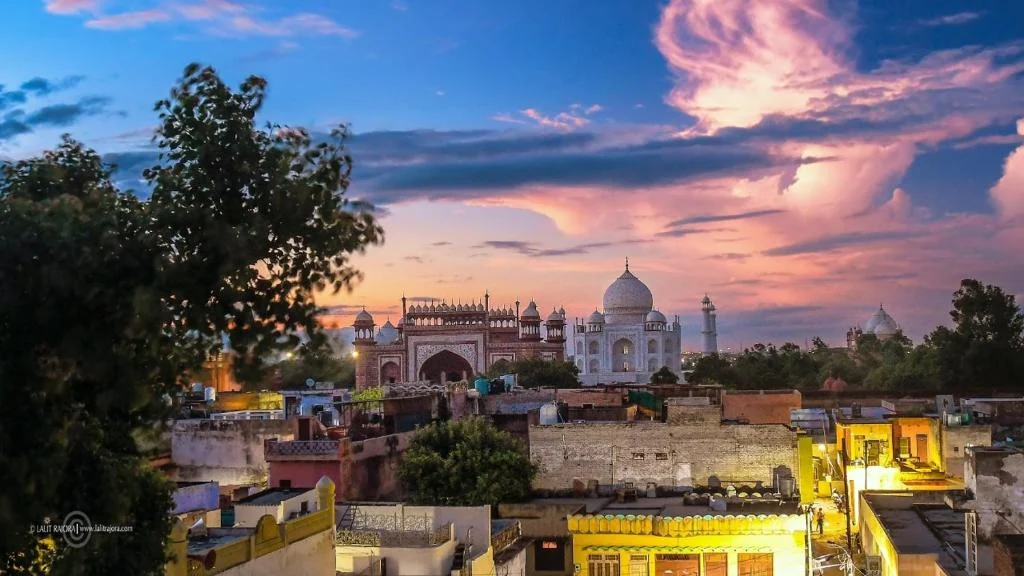 Sunset over the Taj, from our roof